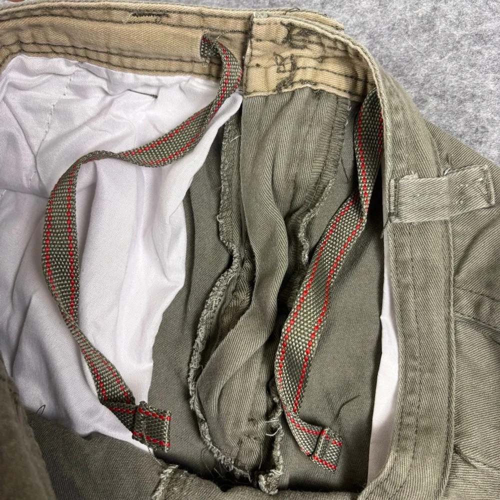 Rugged Wear Mens Cargo Shorts Olive Green Cotton Twill Workwear Size 34